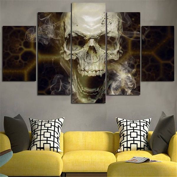 

5pcs/set unframed skeleton and smoke abstract painting on canvas wall art painting art picture for living room decor