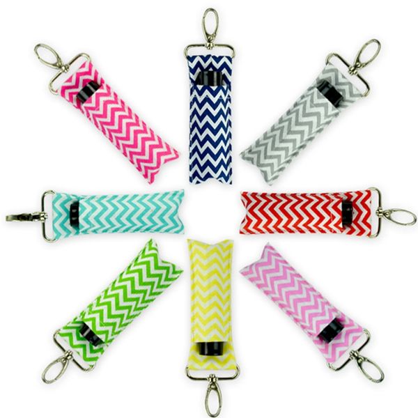 

chapstick bags striped cotton chapstick holder personalized keychian wrap lipstick case party favor christmas gift lyw3061