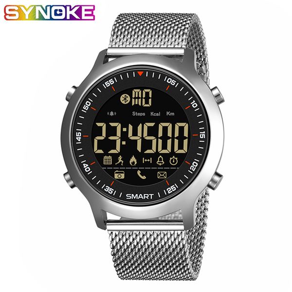

synoke smart watch waterproof ip68 5atm message reminder ultra-long standby xwatch chronograph sport smartwatch gift for men, Slivery;brown