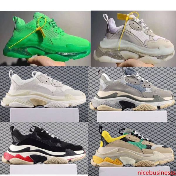 

2019 paris triple s clear bottom designer shoes luxury low sneakers triple s men's and women daddy platform sports trainers shoes 36-45