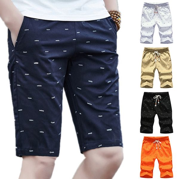 

men shorts big 2020 summer new fashion cotton casual shorts men drawstring waist black khaki beach big size mens 5xl, White;black