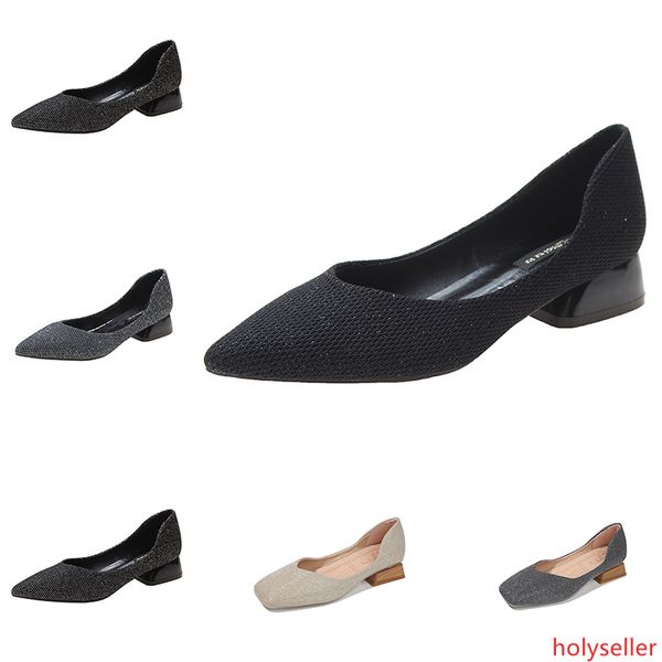 

2020 fashion women s casual crystal sequins mid-heeled shoes with pointed shallow mouth outdoor jogging walking shoes main1