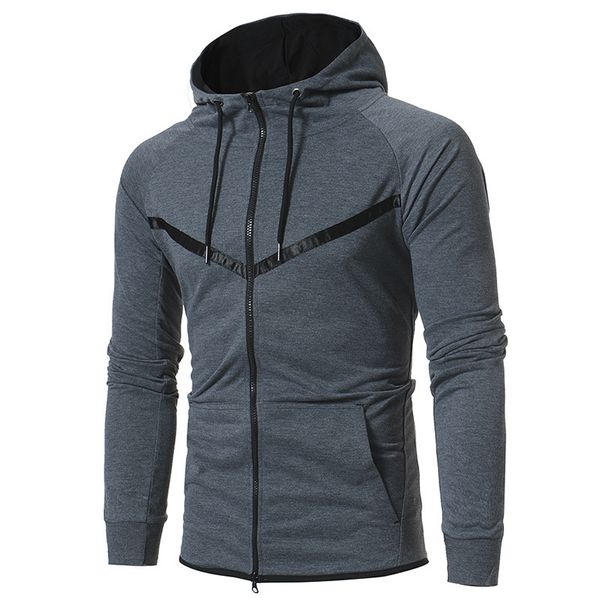 

autumn winter mens hoodie men casual coat fashion long sleeve hooded jackets cardigan zipper hoodies male 3colour, Black