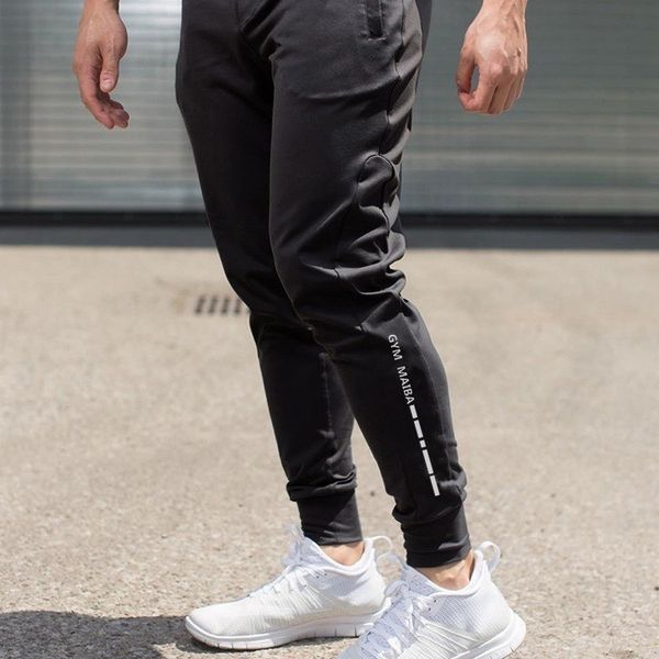 

мышцы фитнес брат весной и осенью мужчины чистый хлопок эластичность истощаться спорт повседневные брюки тощий sweatpants, Black;blue