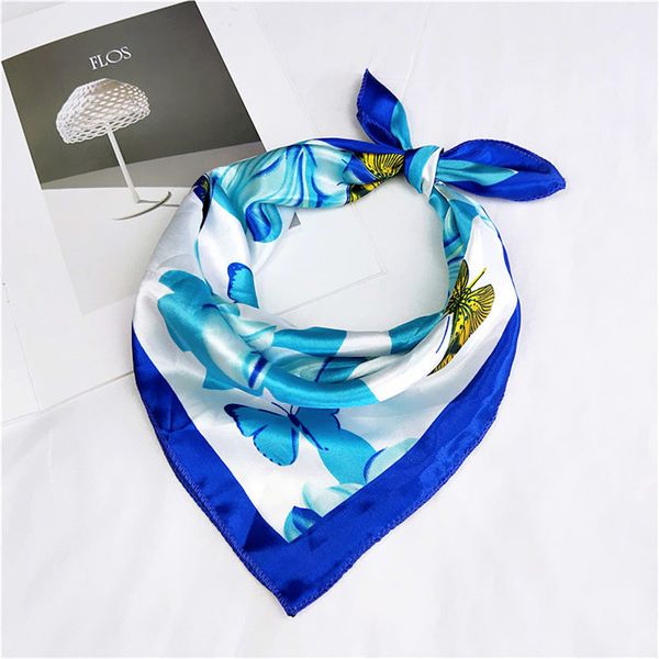 

2020 silk scarf 50*50cm fashion polka dot leopard silk scarf new styles women head neck small square scarf satin hair ties bands neckerchief, Blue;gray