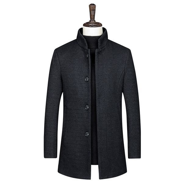 

autumn & winter new style men's woolen coat thick woolen overcoat men's jacket, Black