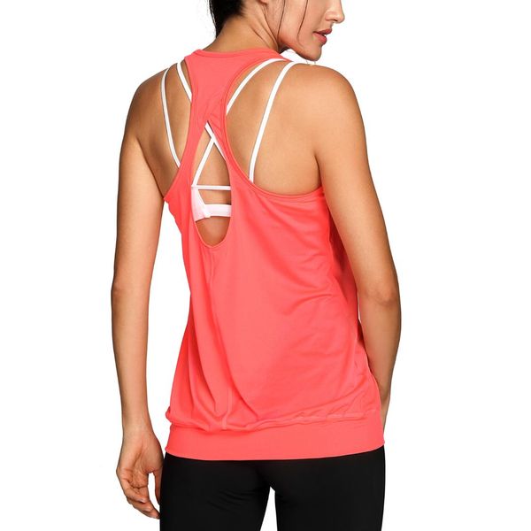 

women's workout yoga fitness racerback running sports tank, Black;blue