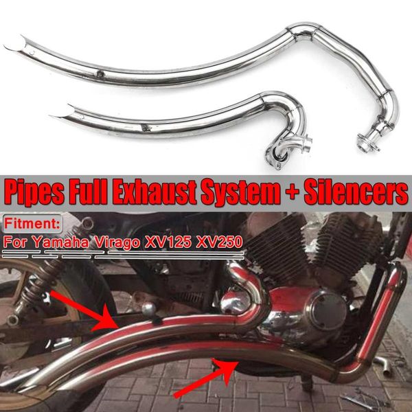 

motorcycle exhaust pipe full muffler exhaust system pipe+s stainless for yamaha virago v star xv125 xv 125 xv250 xv 250