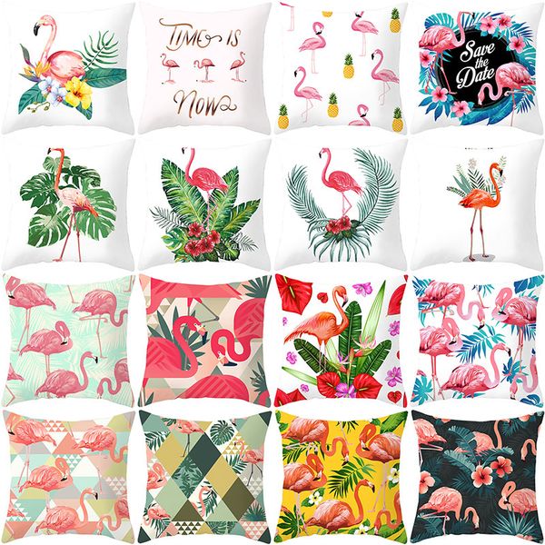 

ywzn summer tropical plants flamingo decorative pillowcase green leaves throw pillow case flamingo pillow cover kussensloop