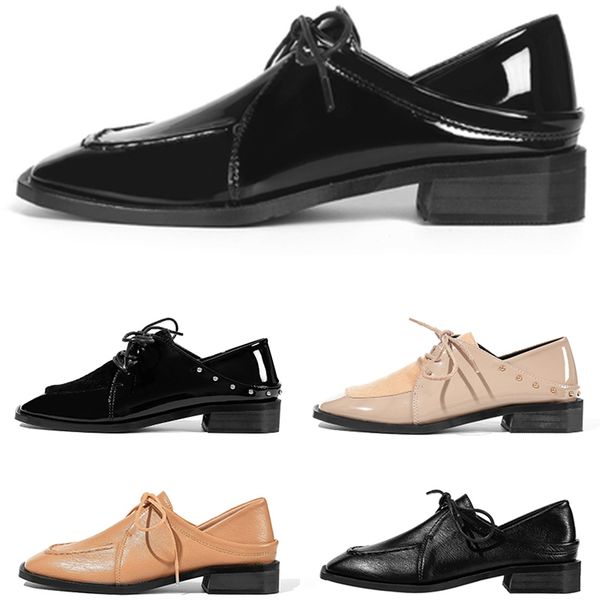 

2020 small leather shoes female korean version of the wild flat single shoes trendy women's shoes, Black