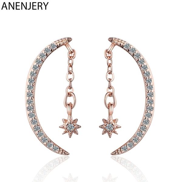 

dangle & chandelier anenjery 925 sterling silver symmetric moon stars earring for women funny party jewelry accessories gift drop s-e1037