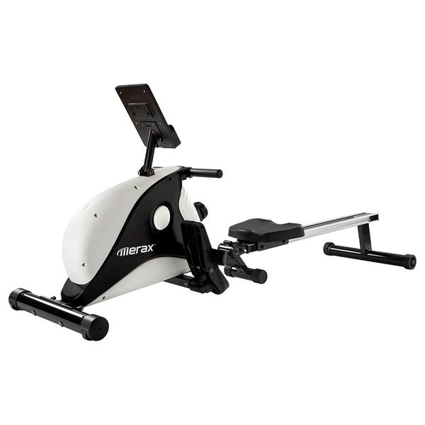 

merax rowing machine folding rudders magnetic braking system lcd display 8-level adjustment - black