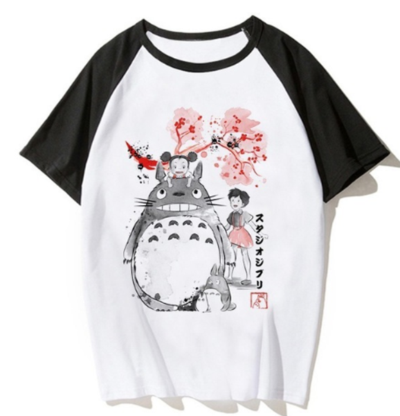 

2019 japanese anime totoro shirt men studio ghibli miyazaki hayao anime spirit away t shirt men women cartoon clothes summer t-shirt u1704, White;black