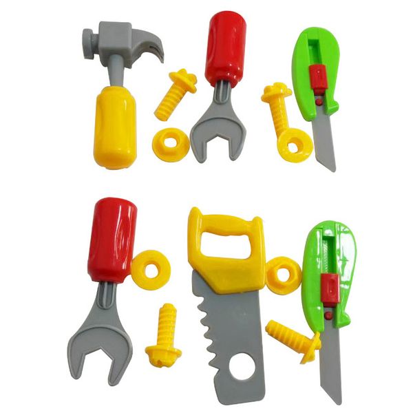 

8 pcs/set mini children's play house toy plastic simulation repair tool hammer knife screw multi-function kids toys gift