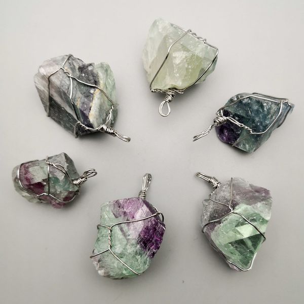 

мода 6шт 2-5 см флюорит подвески нерегулярные натуральный камень подвески ожерелье для изготовления ювелирных изделий бесплатная доставка оп, Silver