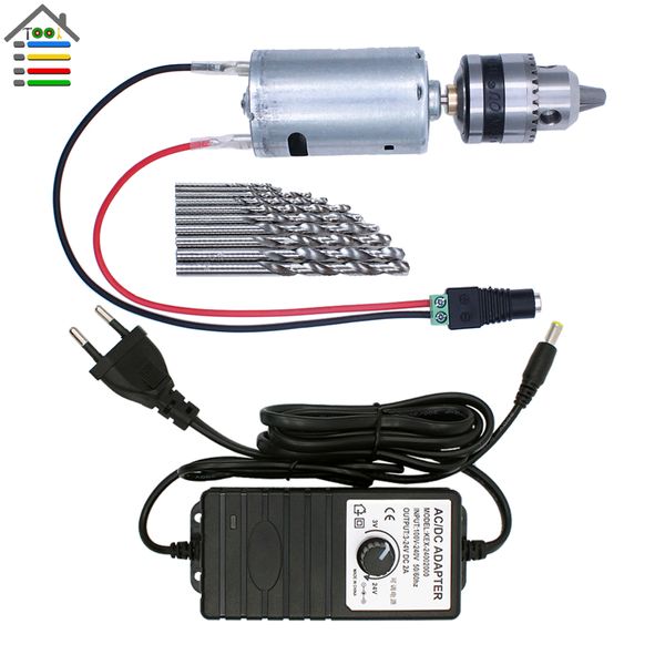 

diy electric drill handle bench drills twist bit set dc 12-24v motor drilling b10 chuck adjustable power supply adapter
