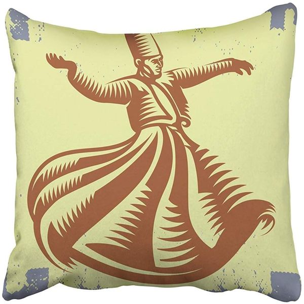 

cover square dancer whirling dervish sufi religious dance suitable any on line media need rumi music polyester decor hidden pillow case