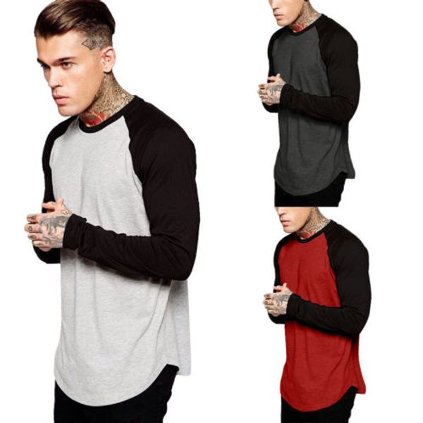 

Men Baseball Long Sleeve T-Shirt Crew Fashion Sports Team Jersey Raglan Tee Cotton Tees For Men