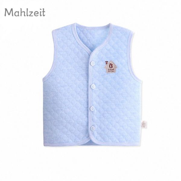 

autumn winter latest baby boy girl warm vest v-neck kids 100% cotton waistcoat outerwear vest for 6-48m baby girl boy, Blue