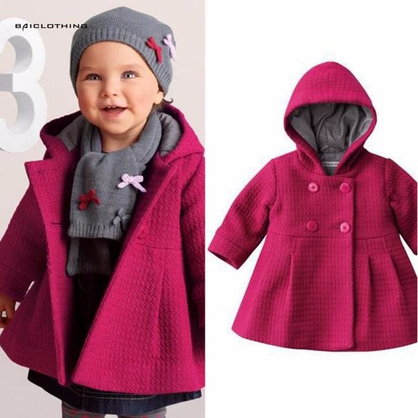 

2019 autunmn winter baby girls trench infant honeycomb cotton-padded hooded outerwear girls coats baby jacket 2 colors, Blue;gray