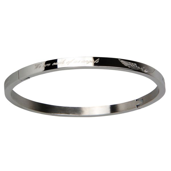 

titanium steel bracelet cuff bangle angel wing wristband for women, Golden;silver