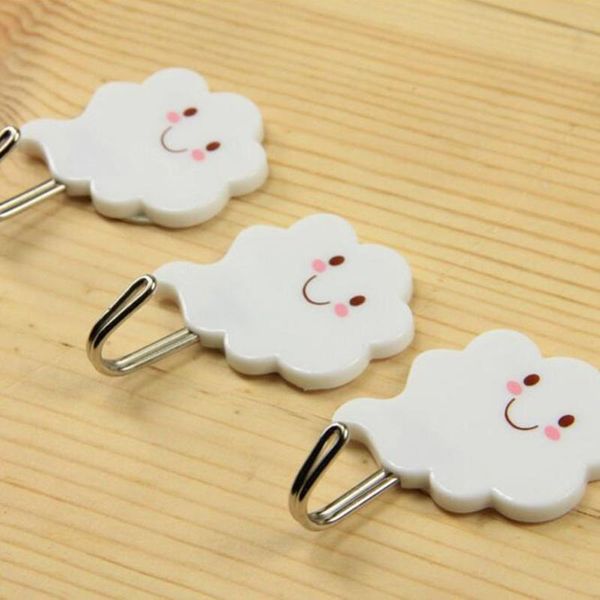 

new 3pcs self-adhesive clouds hanger wall hanging door key hooks bathroom sticks clothes towel holder racks kitchen accessories