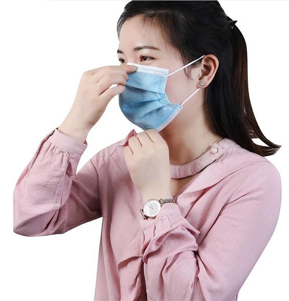 

dhl ship fast shipping blue 3 layers face masks mask dustproof facial comfortable non woven ern51 v552