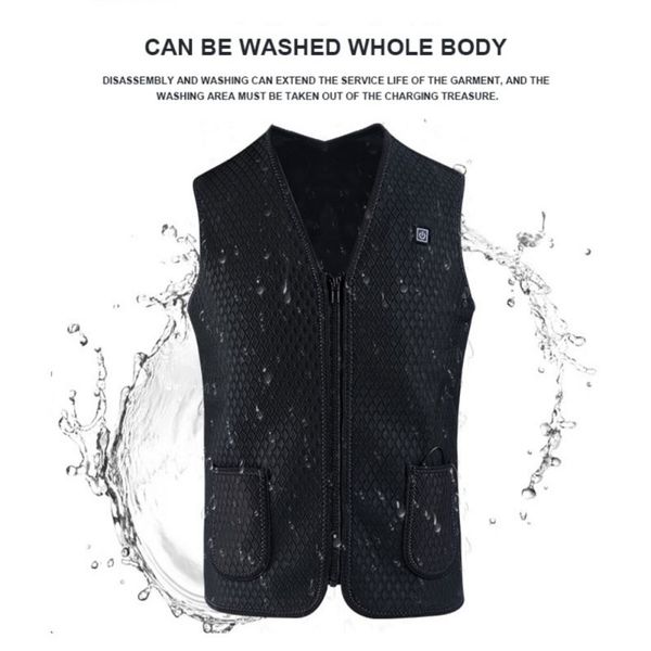 

new winter flexible electric thermal clothing waistcoat fishing hiking men women outdoor usb infrared heating vest jacket new, Black
