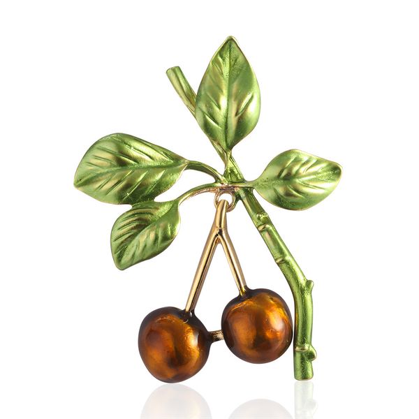 

rhine fashion enamel alloy brooch cherry needle wholesale, Gray