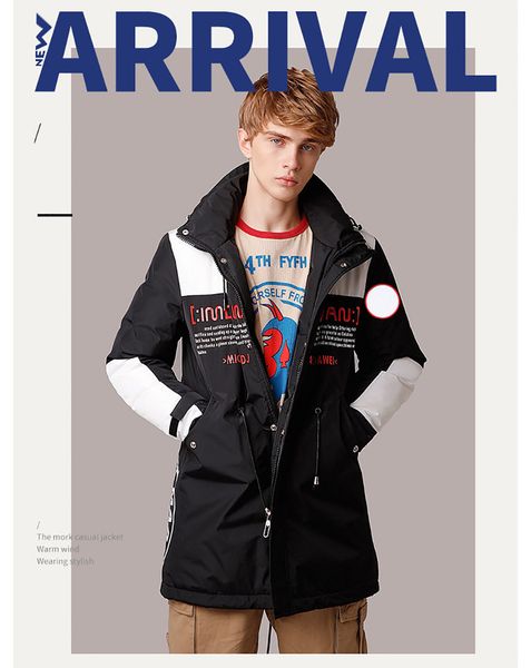 

мужская зимняя куртка canada goose new роскошная куртка модные утка вниз высокого качества коутс дикого письмо печати длинные мужчины parka, Black