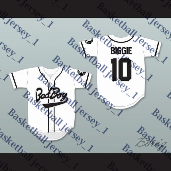 

Biggie Smalls 10 Bad Boy Polyester Red Baseball baseball Jerseys Jersey POLYESTER with 20 Years Patch