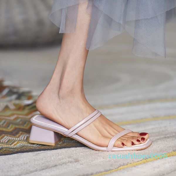 

block heels med 2020 sandals ladies shoes summer all-match buckle strap suit female beige chunky medium women's woman comfort c06, Black