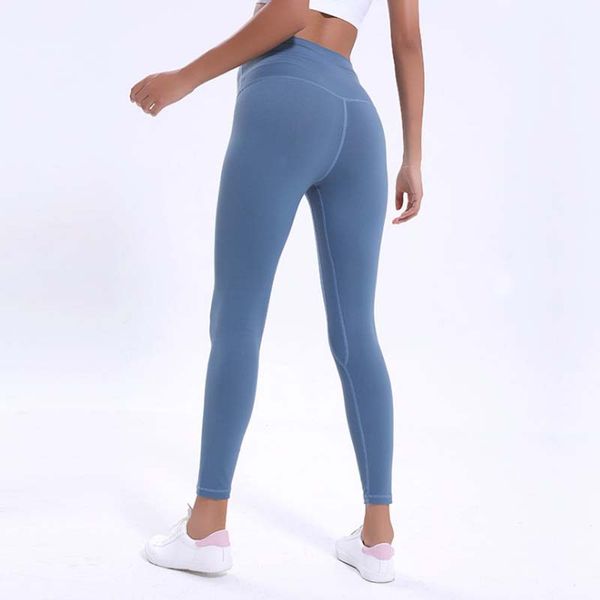 

lu-32 solid color women yoga pants high waist sports gym wear leggings elastic fitness lady overall full tights workout, White;red