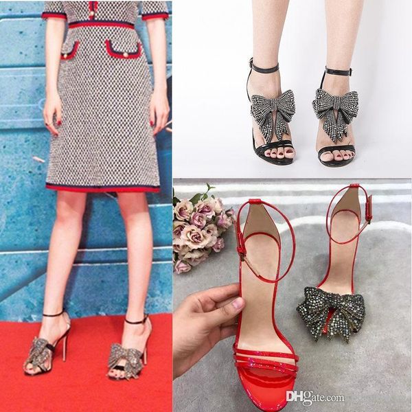 

red black women summer gladiator sandals crystal bow studded patent leather pumps/flats ladies dress single bride shoes large size