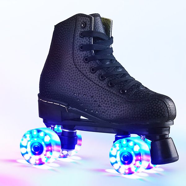 

jk artificial leather roller skates double line skates two line skating shoes patines with pu 4 wheels sp6