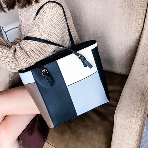 

bags 2019 women's handbag fashion brief tote color block casual handbag shoulder bags high capacity women messenge bag