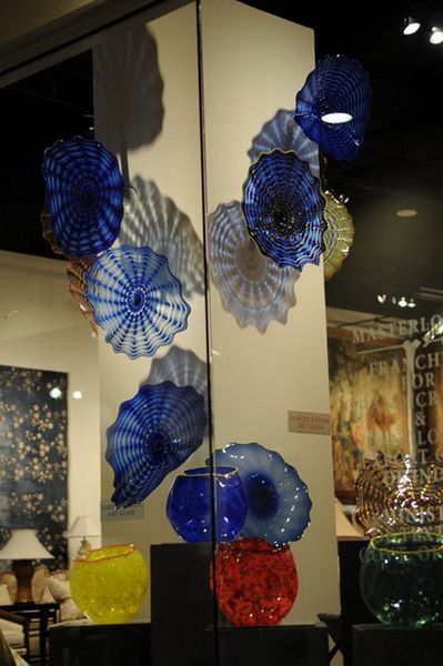 

l hall beautiful special design glass plates wall lamp art chihuly murano flower light decoration