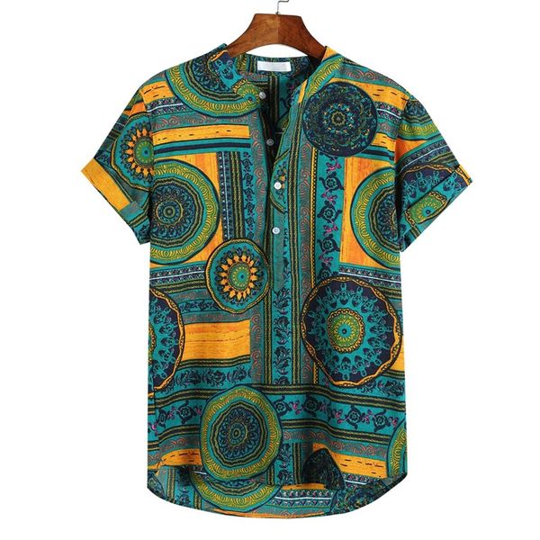

hawaiian shirts linen shirts men lump chest button short sleeve round hem casual loose tie henley men shirt summer, White;black