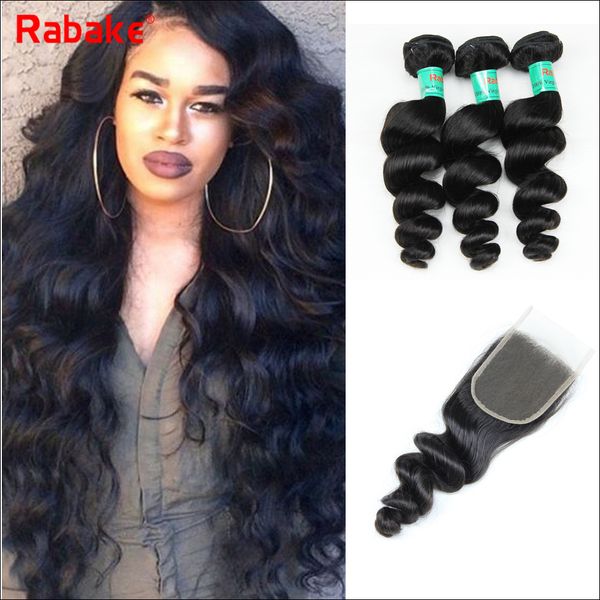 2019 Rabake Loose Wave Brazilian Virgin Hair Weave Bundles With