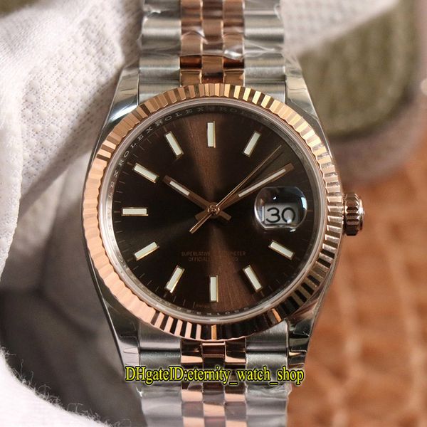 

v2 обновление версии ewf datejust 36мм 116231-0087 116234 cal.3235 автоматическая 126238 мужские часы кофе коммутируемого сапфир стальной ко, Slivery;brown