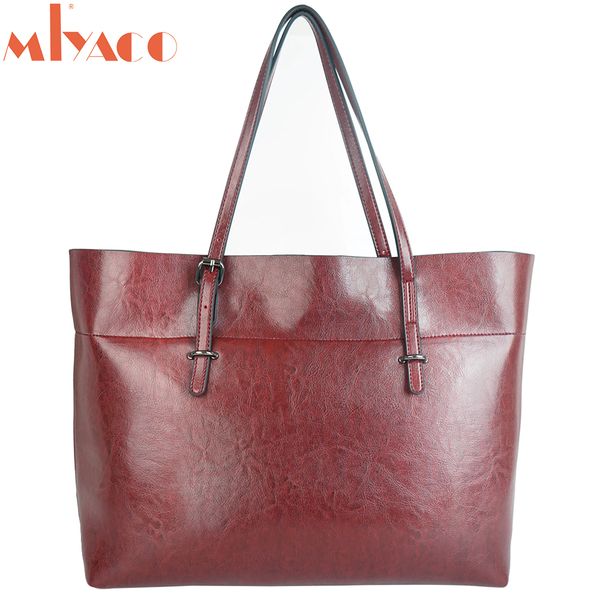 

miyaco women shoulder bag oil wax women's leather handbag lady hand bags with purse pocket big tote handbags sac bols