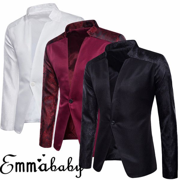 

2019 fashion men's suit coat business formal blazer slim fit one button casual jacket blazers, White;black