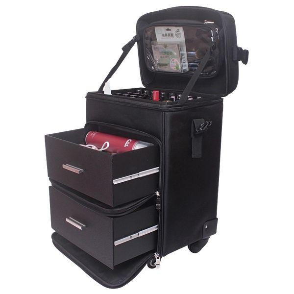 

women trolley cosmetic case large rolling luggage baggage new makeup box beauty tattoo manicure toolbox ladies nails suitcase