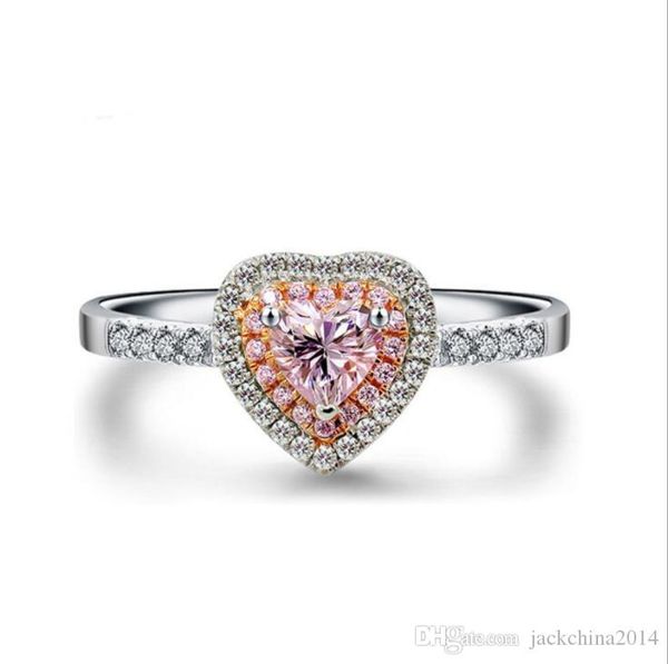 

wholesale handmade choucong luxury jewelry 925 sterling silver pink sapphire party pave setting gemstones cz women wedding heart ring gift