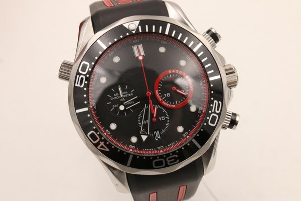 

2020 seller professional master mens watch si14 quartz movement chronograph rubber strap men watches, Slivery;brown