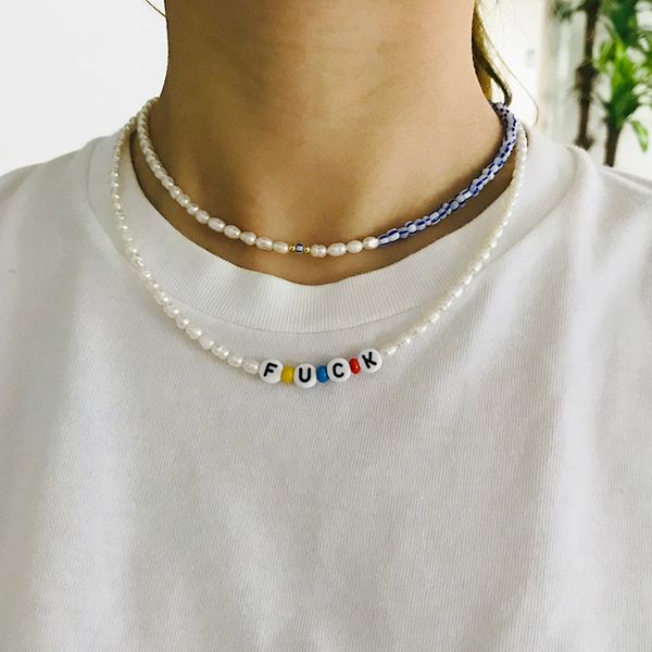 

natural pearls fashion necklace exquisite wild stackable clothing accessories handmade bohemian beaded jewelry gifts for girls, Golden;silver