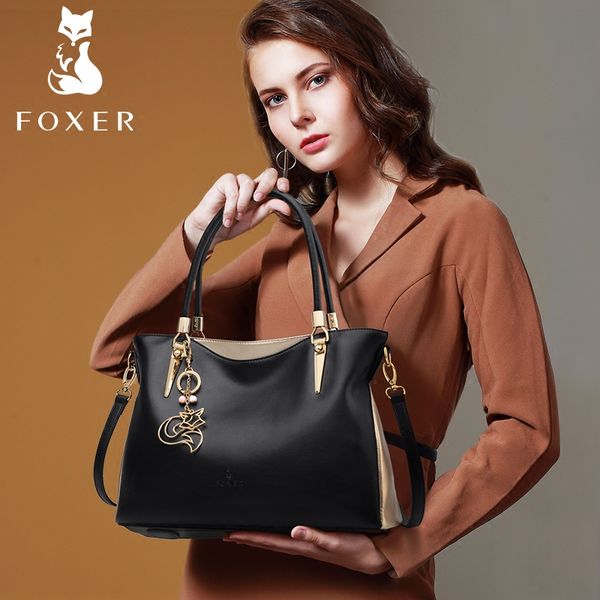 

foxer женщины коровья кожаная сумка женские элегантные сумки высокое качество леди сумка большая емкость стильная пригородная сумка