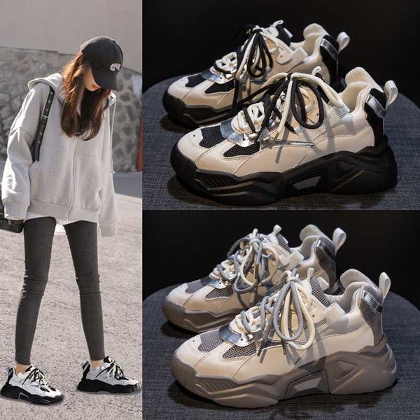 

lace up white sneakers women round toe chunky sneakers women autumn ladies trainers platform tenis
