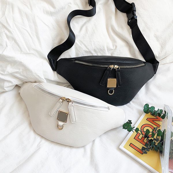 

women's waist bag fashion 2020 fanny pack pu leather chest bag multifunction female big belt waist pack crossbody bags