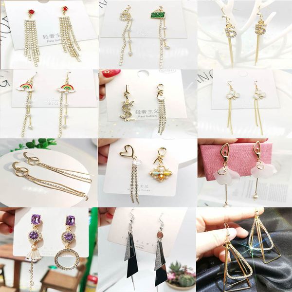 

2020 new fashion personality tassel long earrings s925 silver earrings spring and summer creative zircon geometric female jewelry wholesale